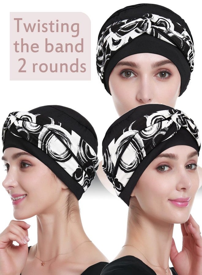 Alnorm Long Band Head Wrap for Chemo Hair Loss Girls White Black - Image 3