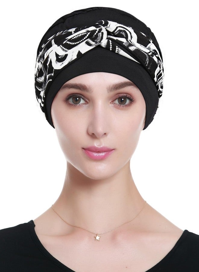 Alnorm Long Band Head Wrap for Chemo Hair Loss Girls White Black - Image 2