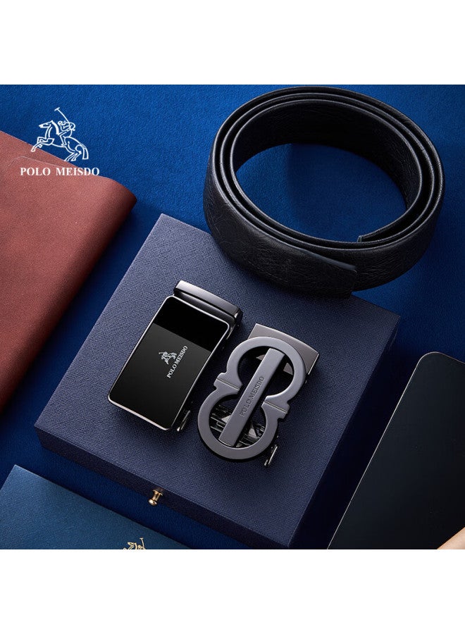 Polomeisdo Men's Genuine Leather Automatic Buckle Belt Double Buckle Gift Box New Year Gift For Boyfriend Husband Father - Image 2