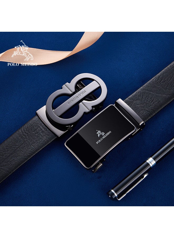 Polomeisdo Men's Genuine Leather Automatic Buckle Belt Double Buckle Gift Box New Year Gift For Boyfriend Husband Father - Image 4