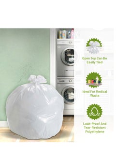 Hi Care (Pack of 100 Bags) Garbage Bag White 65x95cm 20 Micron Heavy Duty Oxo Biodegradable Plastic bag Medium Trash Bags Dustbin Bags Waste Bag Office Bag Strong & Durable Bin Bag Garbage Bag Medium  - Image 3