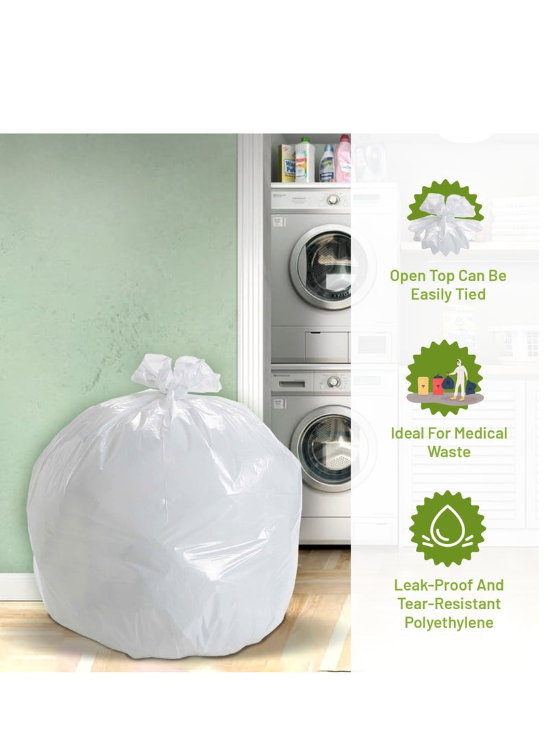 Hi Care (Pack of 100 Bags) Garbage Bag White 65x95cm 20 Micron Heavy Duty Oxo Biodegradable Plastic bag Medium Trash Bags Dustbin Bags Waste Bag Office Bag Strong & Durable Bin Bag Garbage Bag Medium  - Image 3