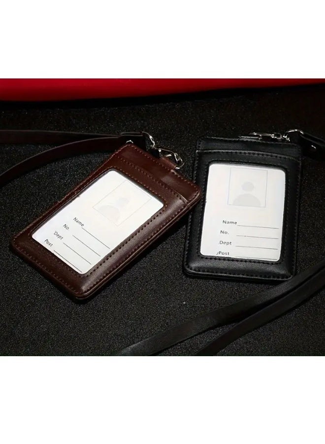 هاهاهاي حامل بطاقة هوية مكون من قطعتين مع حزام عنق قابل للفصل ومشبك بكرة شارة قابل للسحب،  مجموعة حامل شارة الهوية، حافظة بطاقة هوية العمل مع نافذة شفافة، فتحات متعددة للبطاقات، حامل بطاقة دخول المكتب والمدرسة للموظفين والطلاب والمترو والموظفين (أسود وبني، لا يشمل بطاقة الهوية) - Image 5