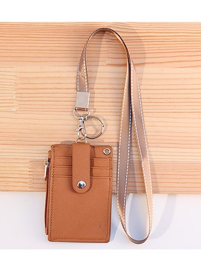 هاهاهاي حامل بطاقة هوية مكون من قطعتين مع حزام عنق قابل للفصل ومشبك بكرة شارة قابل للسحب،  مجموعة حامل شارة الهوية، حافظة بطاقة هوية العمل مع نافذة شفافة، فتحات متعددة للبطاقات، حامل بطاقة دخول المكتب والمدرسة للموظفين والطلاب والمترو والموظفين (أسود وبني، لا يشمل بطاقة الهوية) - Image 4