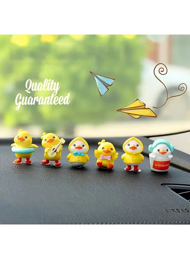 6 Pieces Set Of Super Cute Duck Car Ornaments For Dashboard Interior Decorations - Image 1