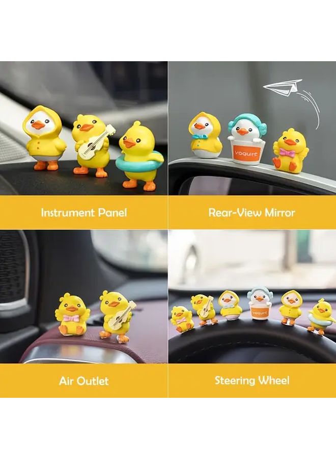 6 Pieces Set Of Super Cute Duck Car Ornaments For Dashboard Interior Decorations - Image 2