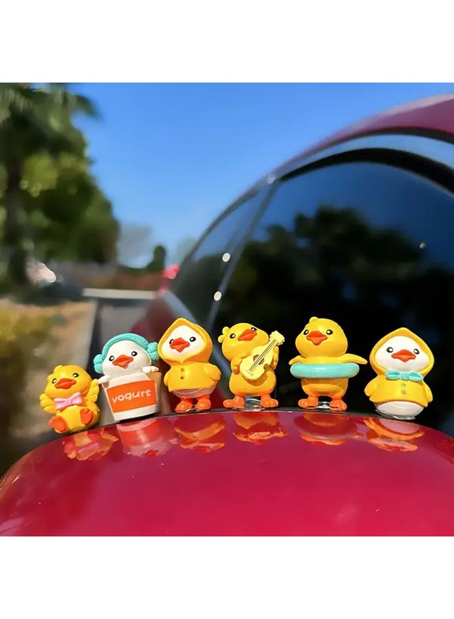 6 Pieces Set Of Super Cute Duck Car Ornaments For Dashboard Interior Decorations - Image 5