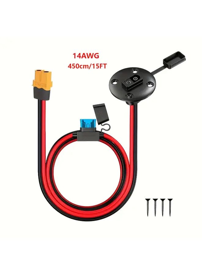 موصل XT60 إلى كابل منفذ الجدار الجانبي 14AWG بطول 15 قدم، سلك جهد منخفض لتوصيلات كهربائية لتوربينات الرياح، شواحن البطاريات، المركبات الترفيهية، القوارب، الدراجات النارية، والغرف. - Image 3