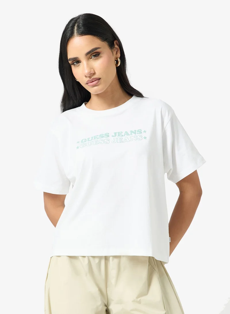 جيس جينز تي شيرت بأكمام قصيرة وياقة دائرية