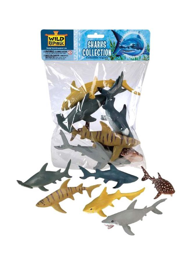 NIBEMINENT 6-Piece Plastic Sharks Set 64577 
