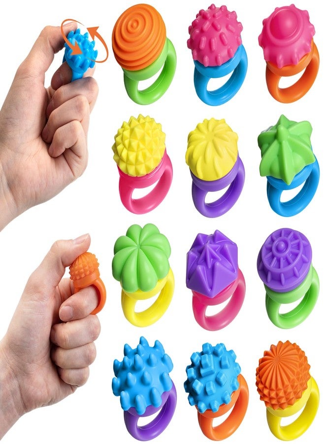 Simgoing 12 Pack Fidget Toys Sensory Rings Textured Spinner Rings for Kids Anxiety Relief Stress Silent Sensory Toys for Autism ADHD Student Classroom Prize Gifts Adults Desk Office Travel Airplane Essential - Image 1