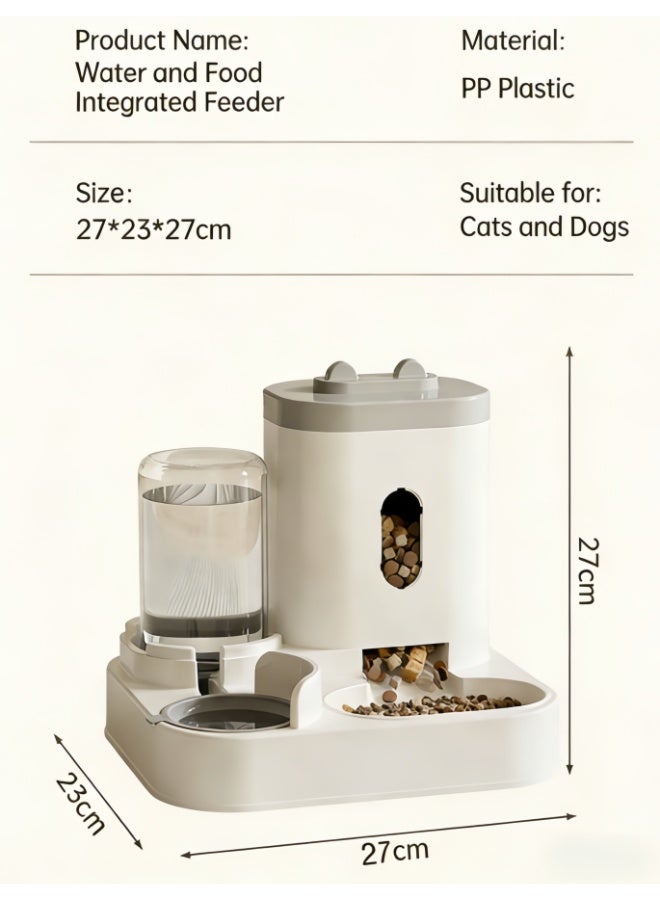 2-in-1 Automatic Pet Feeder and Water Dispenser, Large Capacity Food Bowl with Water Refill, Dry & Wet Separation, Feeding Station for Cats and Dogs (Pink) - Image 2