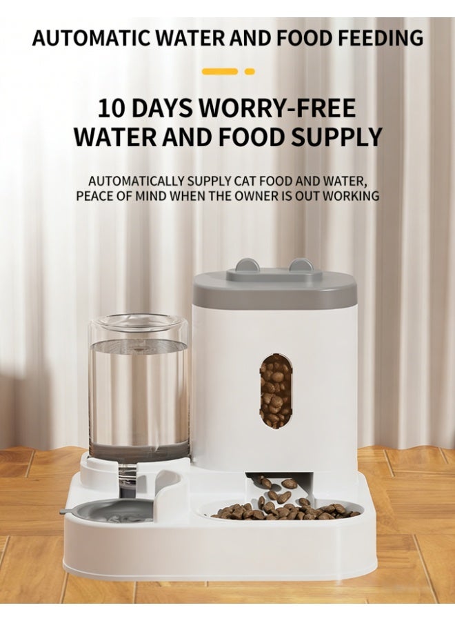 2-in-1 Automatic Pet Feeder and Water Dispenser, Large Capacity Food Bowl with Water Refill, Dry & Wet Separation, Feeding Station for Cats and Dogs (Pink) - Image 3