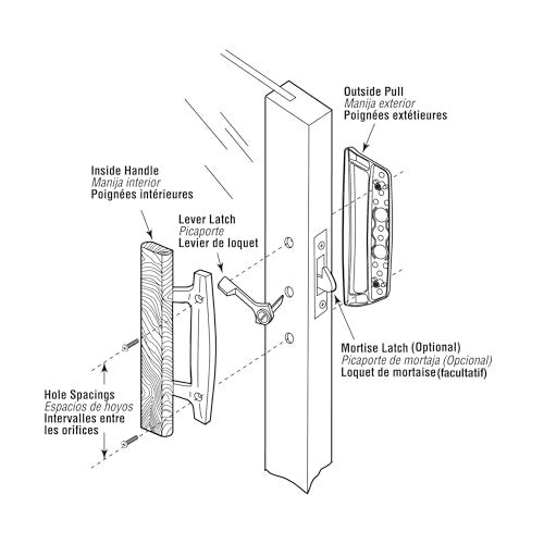 Prime-Line C 1131 Sliding Glass Door Handle Set – Replace Old or Damaged Door Handles Quickly and Easily – Black Diecast, Mortise/Hook Style, Fits 3-15/16” Hole Spacing (1 Set) - Image 3