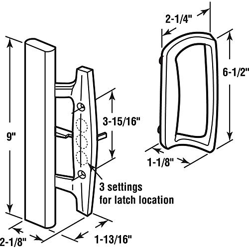 Prime-Line C 1131 Sliding Glass Door Handle Set – Replace Old or Damaged Door Handles Quickly and Easily – Black Diecast, Mortise/Hook Style, Fits 3-15/16” Hole Spacing (1 Set) - Image 2