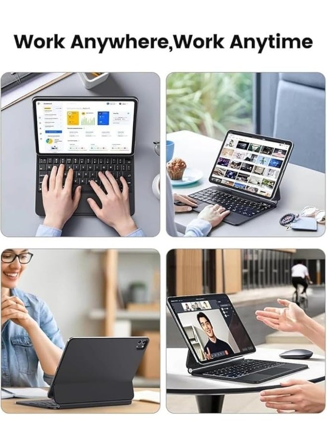 Generic - Magic Smart Bluetooth Keyboard Case Compatible with Samsung Galaxy Tab S9 FE 11 inch 2023 with Trackpad RGB Backlit Keyboard - Image 1