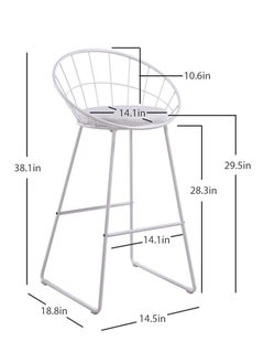 LANNYHOME Jeffcoco Furniture Bar Stool, High Bar Chair White Steel Frame Leather Seat Chair For Kitchen Bar table Dining Chair (One Piece)  - Image 2