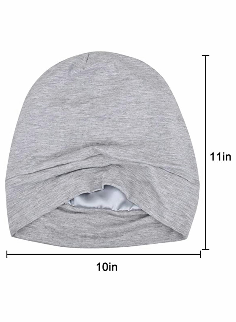 Excefore Slouchy Beanie for Men Women Satin Silk Lined Adjustable Sleep Hat, 2 Pack - Image 5