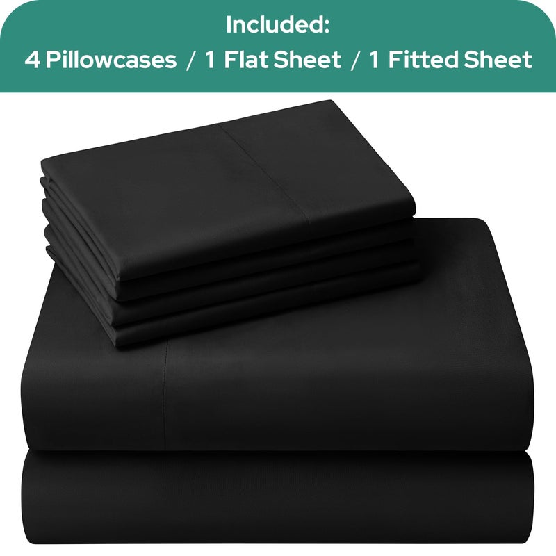 HOMEIDEAS Queen Size Bed Sheets - 6 Piece Set (Black) - Extra Soft Brushed Microfiber 1800 Bedding Sheets  Deep Pocket  Wrinkle & Fade Free - Image 4