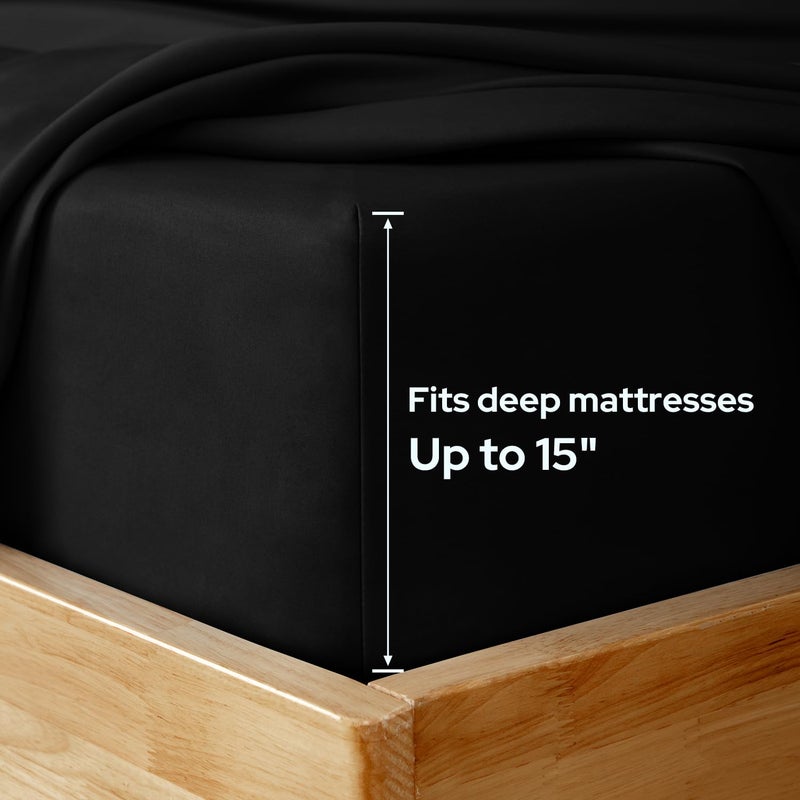 HOMEIDEAS Queen Size Bed Sheets - 6 Piece Set (Black) - Extra Soft Brushed Microfiber 1800 Bedding Sheets  Deep Pocket  Wrinkle & Fade Free - Image 3
