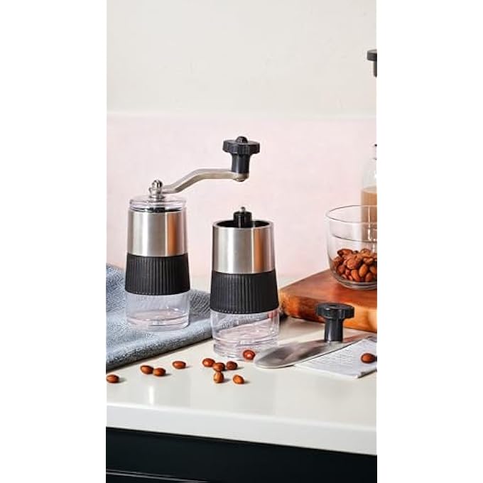 Honwor Stainless Steel Coffee Grinder  Adjustable Coarse To Fine Grind For Home  Travel SpaceSaving Design Elegant Black Finish - Image 4