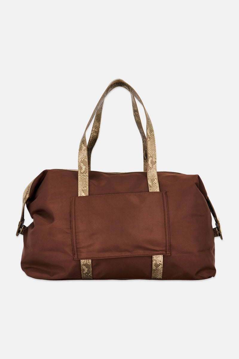 Cavalli Class Women Brand Logo Duffle Bag, Brown - Image 5