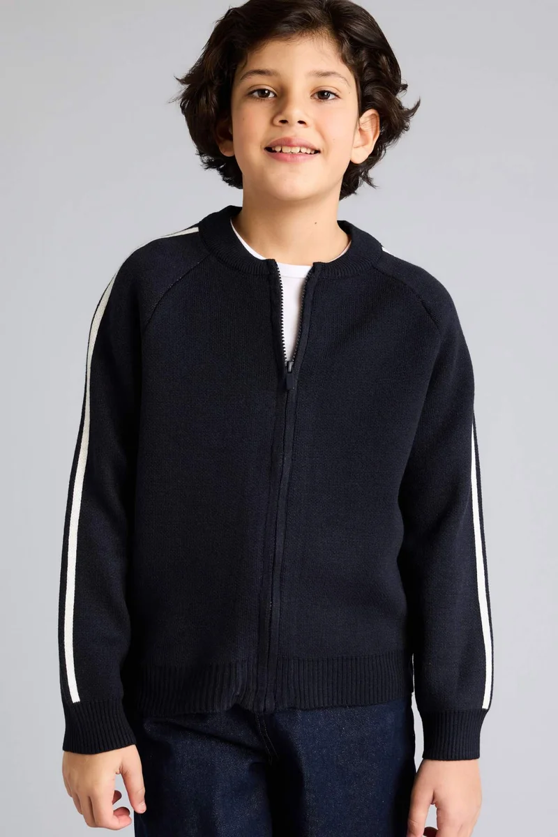 ديفاكتو Regular Fit Bomber Collar Cardigan
