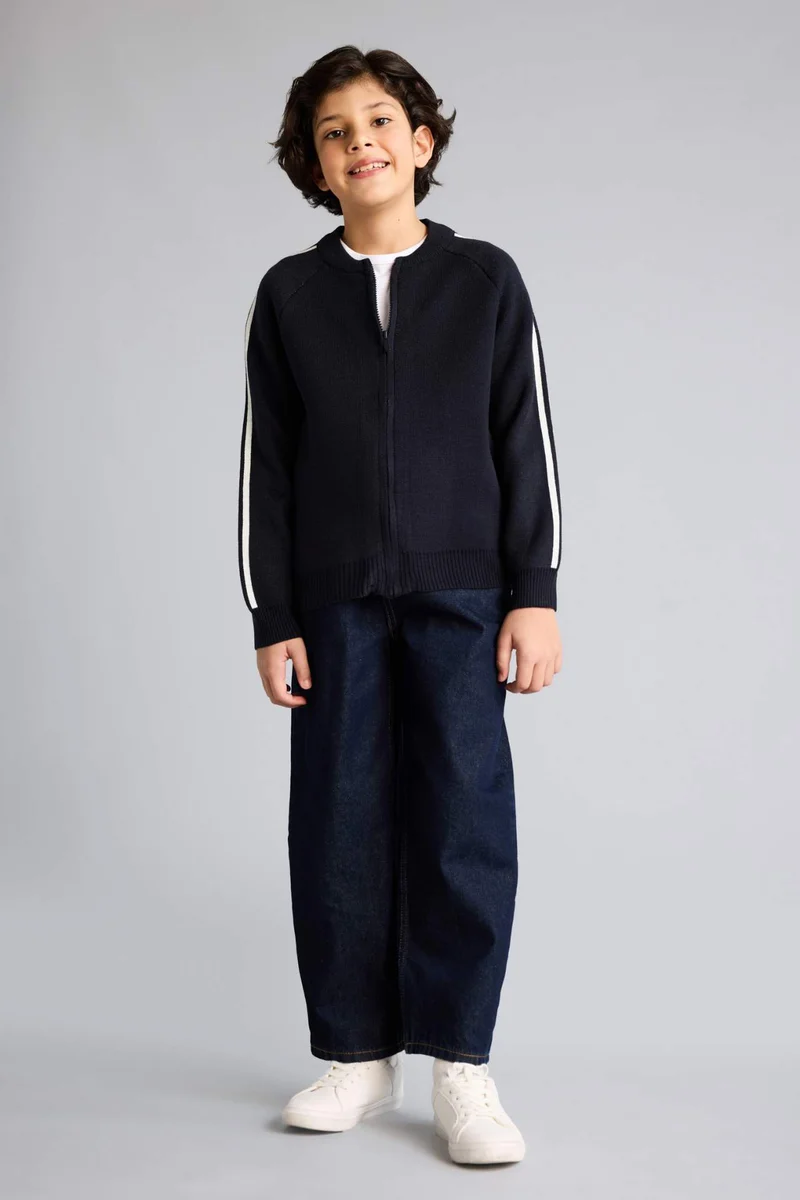 ديفاكتو Regular Fit Bomber Collar Cardigan