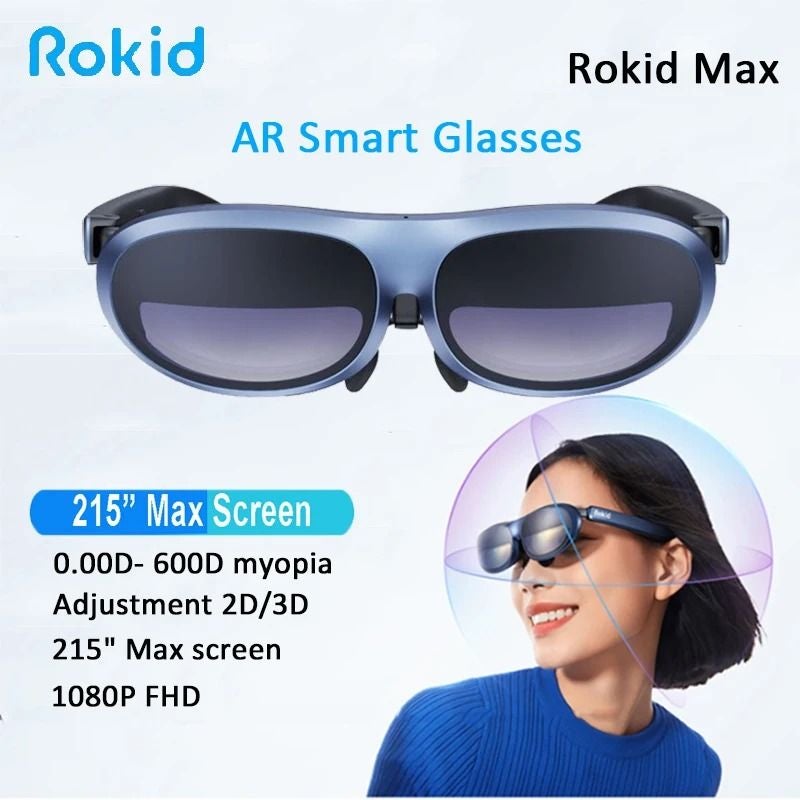 Rokid Max AR 3D Smart Glasses, 215-Inch Max Screen 1080p HD Micro Oled, Blue - Image 2