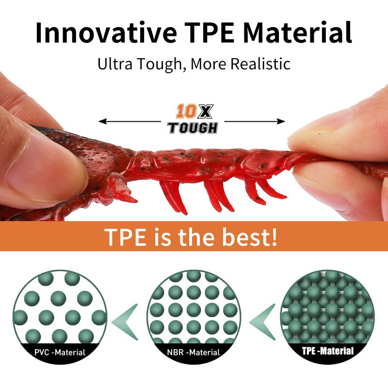TRUSCEND طُعوم صيد الأسماك مسبقة التركيب TRUSCEND، 1:50 طُعوم سمك الباس فائقة المتانة من TPE، طُعوم جراد البحر الناعمة الواقعية المصنوعة بشكل جيد، طُعوم صيد خالية من الأعشاب للسمك السلمون والسمك القاروص وسمك الوالي، احتفظ بها بشكل منفصل! - Image 4
