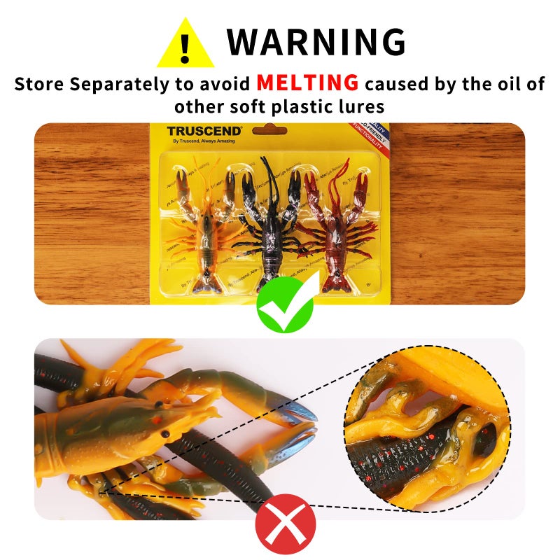 TRUSCEND طُعوم صيد الأسماك مسبقة التركيب TRUSCEND، 1:50 طُعوم سمك الباس فائقة المتانة من TPE، طُعوم جراد البحر الناعمة الواقعية المصنوعة بشكل جيد، طُعوم صيد خالية من الأعشاب للسمك السلمون والسمك القاروص وسمك الوالي، احتفظ بها بشكل منفصل! - Image 2
