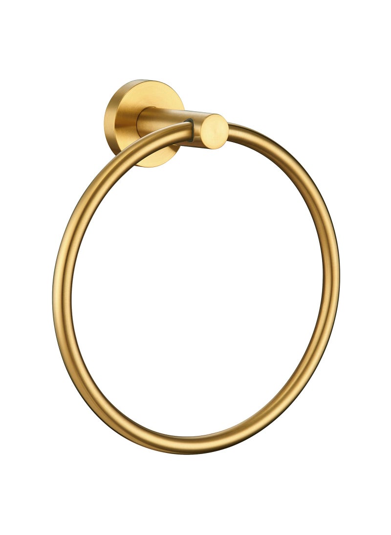 Angle Simple Bathroom Towel Ring Brushed Gold Angle Simple SUS304 Stainless Steel Modern Towel Holder Swivel Hand Towel Rack Wall Mounted 