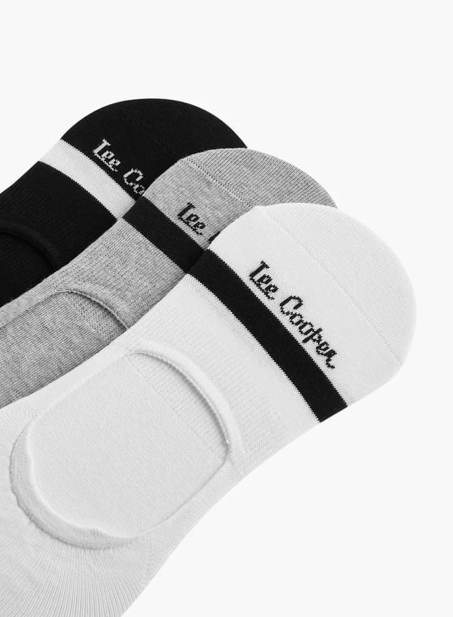 Lee Cooper Men's Logo Print Non-Terry No Show Socks - Set of 3