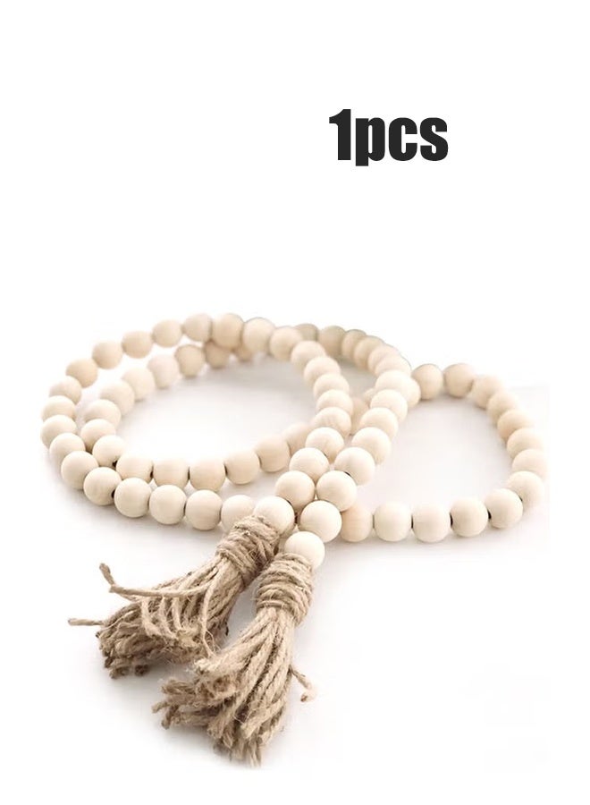 واي جيه إكليل خشبي مطرز مع شرابة ريفية نظرة بيج / بني - Image 1