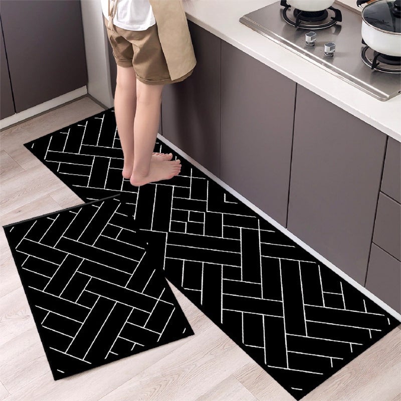 Slow pressure waterproof anti-fatigue mat non-slip office kitchen standing mat black 40*60+40*120cm 2PCS - Image 4