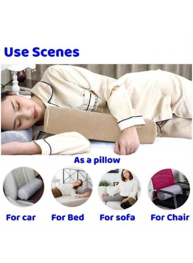 Memory Foam Round Neck Pillow for Use While Sleeping, Extra Support Pillow for Spinal Alignment Beige  - Image 4