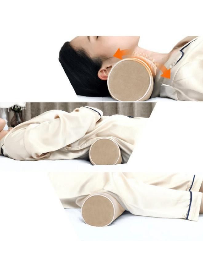 Memory Foam Round Neck Pillow for Use While Sleeping, Extra Support Pillow for Spinal Alignment Beige  - Image 5