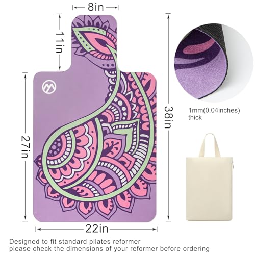 MicaYoung Pilates Reformer Mat Cover Non-slip for Pilates Reformer Workout 1mm/0.04" Thick with Carry Pouch, Purple - Image 2