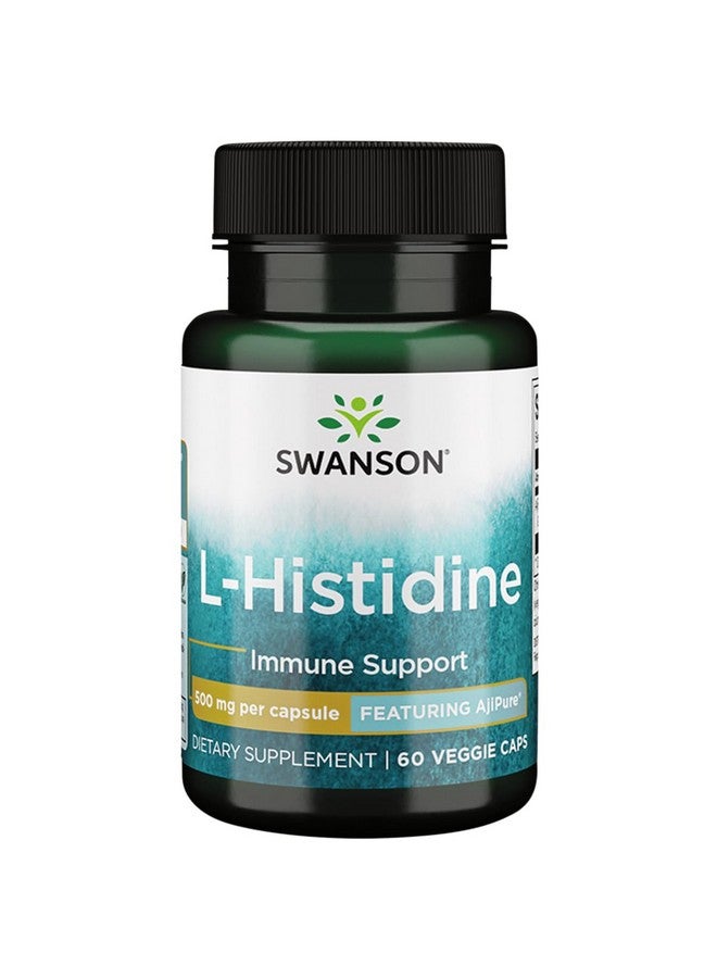 Swanson Amino Acid Ajipure L-Histidine Pharmaceutical Grade 500 Milligrams 60 Veg Capsules - Image 1