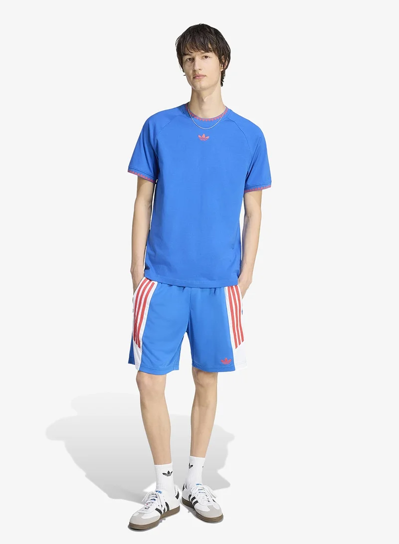Adidas Originals BLUE Chest Stripes Engineered Collar T-Shirt for Men | Best Price UAE