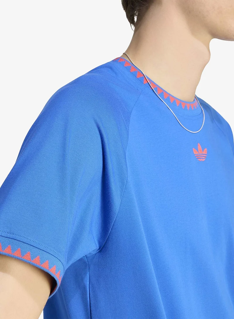 Adidas Originals BLUE Chest Stripes Engineered Collar T-Shirt for Men | Best Price UAE