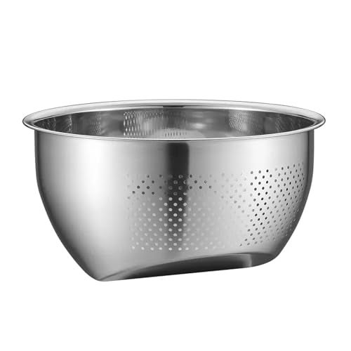 DAYANIDHI Dayanadhi Stainless Steel Rice Washing Bowl | Strainer Basket for Cleaning Vegetables Fruits Beans | Professional Kitchen Strainer | Easy to use Ergonomic Fine Mesh Colander (26-cm 1 Pcs) - Image 1