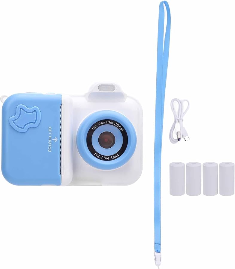 Blue White Print Camera with Flash 2.4 Inch Screen 32GB Memory Card Thermal Printing - Image 2