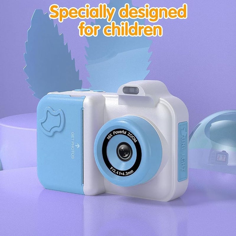 Blue White Print Camera with Flash 2.4 Inch Screen 32GB Memory Card Thermal Printing - Image 3
