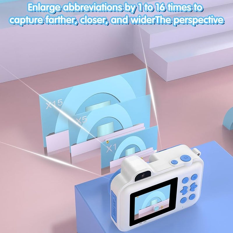 Blue White Print Camera with Flash 2.4 Inch Screen 32GB Memory Card Thermal Printing - Image 5