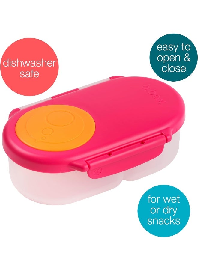 b.box b.box Food Storage Container with Two Sealed compartments and Silicone Material, Reusable Snack Box for Kids with Open or Close Clip (Strawberry Shake)  - Image 3