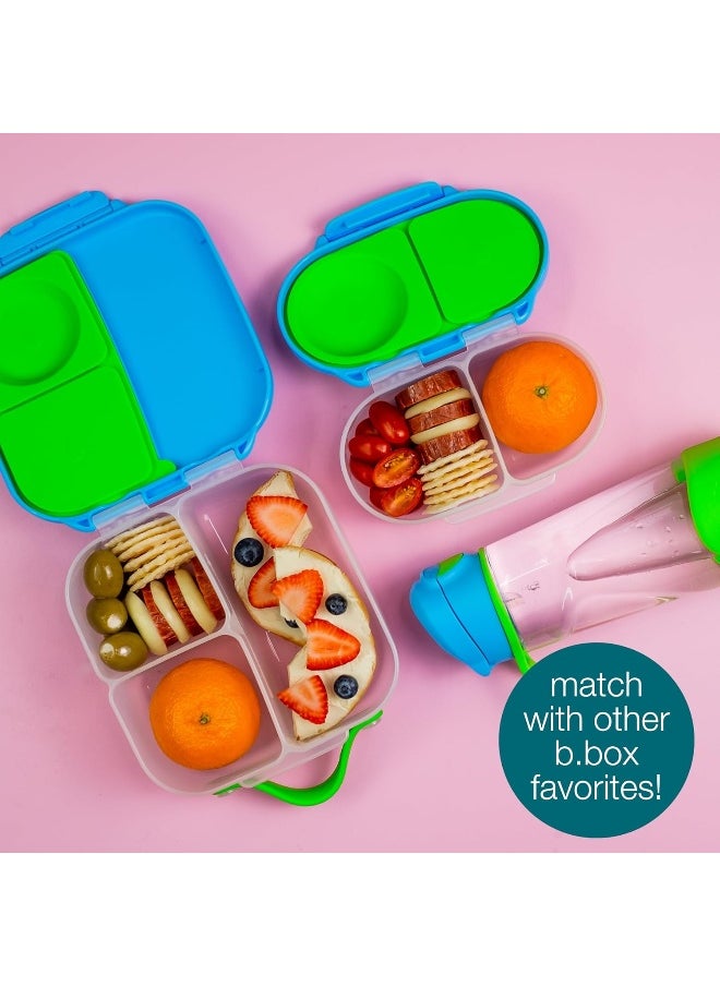 b.box - b.box Food Storage Container with Two Sealed compartments and Silicone Material, Reusable Snack Box for Kids with Open or Close Clip (Strawberry Shake) - Image 1