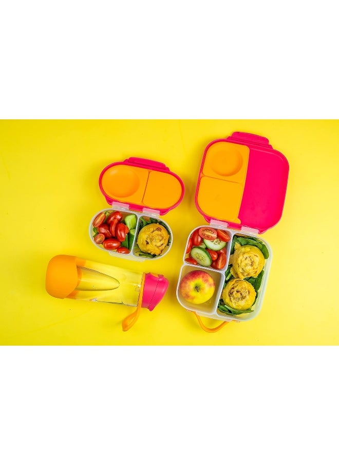 b.box - b.box Food Storage Container with Two Sealed compartments and Silicone Material, Reusable Snack Box for Kids with Open or Close Clip (Strawberry Shake) - Image 1