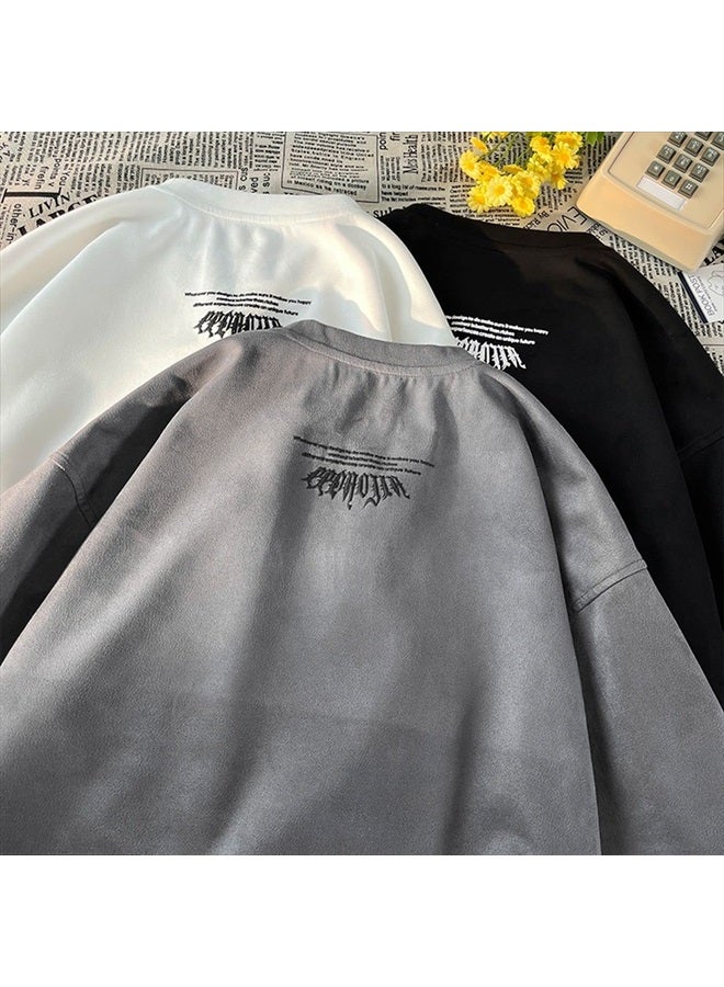 GURUNVANI Men Vintage Crewneck T-Shirt Graphic Tees Hip Hop Short Sleeve Tops, Darkgrey, Large - Image 2