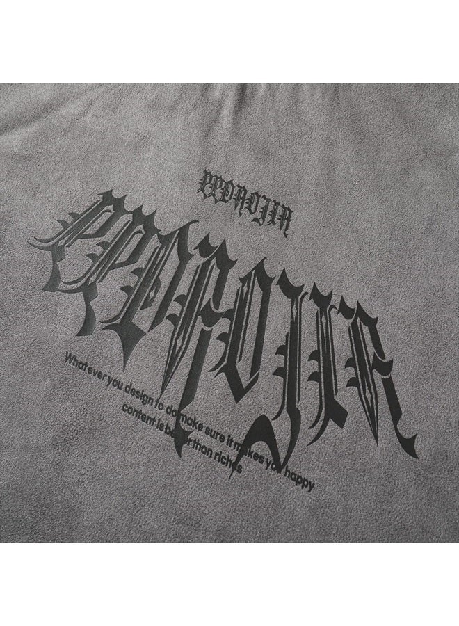 GURUNVANI Men Vintage Crewneck T-Shirt Graphic Tees Hip Hop Short Sleeve Tops, Darkgrey, Large - Image 5